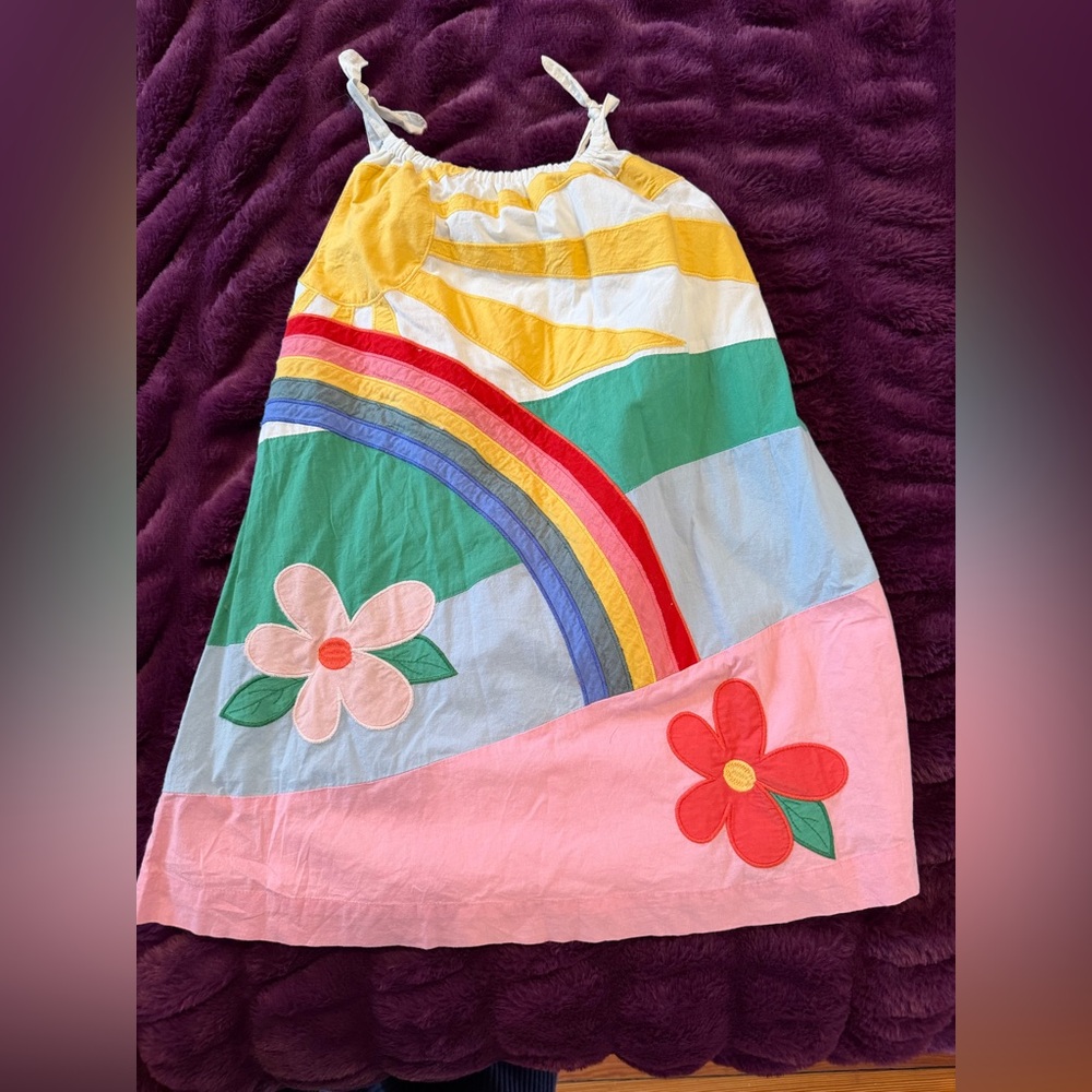 Mini Boden Multicolor Skirt with Rainbow and Floral Design